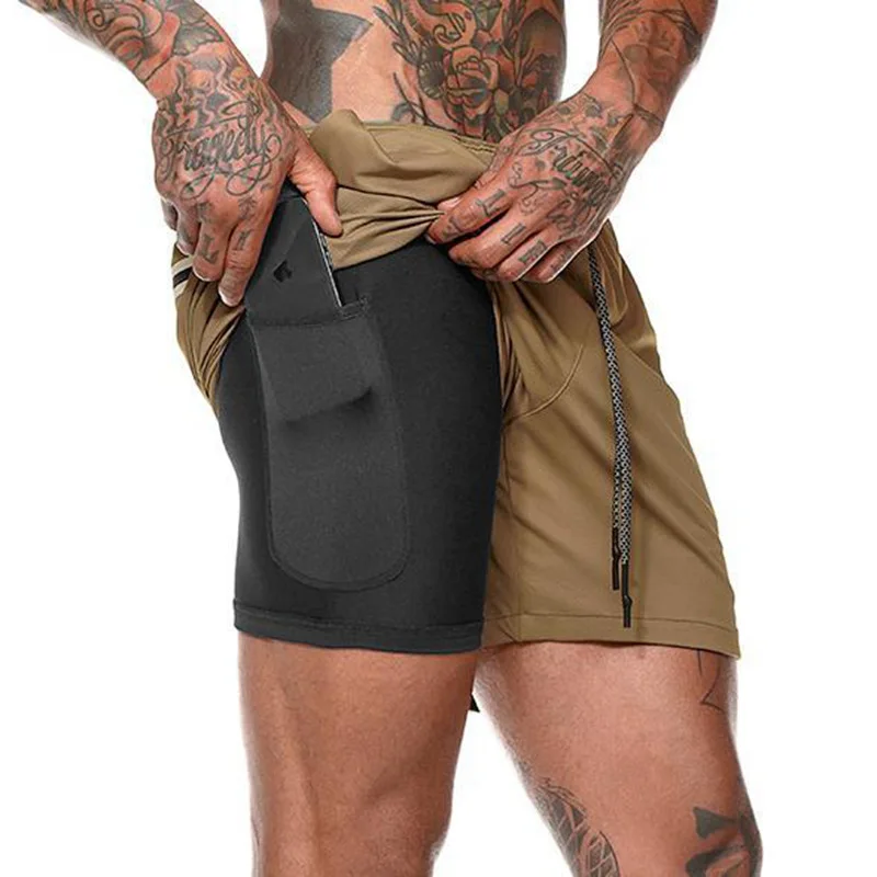 
Custom Logo Blank Quick Dry Gym Shorts 2 In 1 With Pocket,Mens Athletic Shorts Jogger Running Shorts/ 