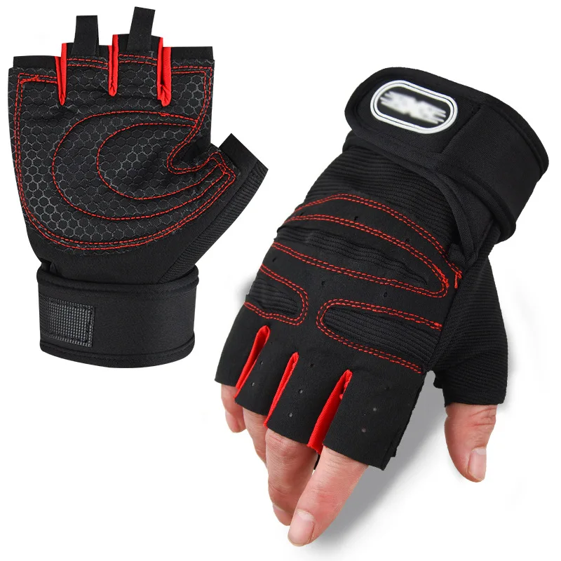 New Anti-Slip Half-Finger Fitness Gloves for Men Women Protective Wrist Barbell Riding Sports Equipment for Gym Use Cross-Border