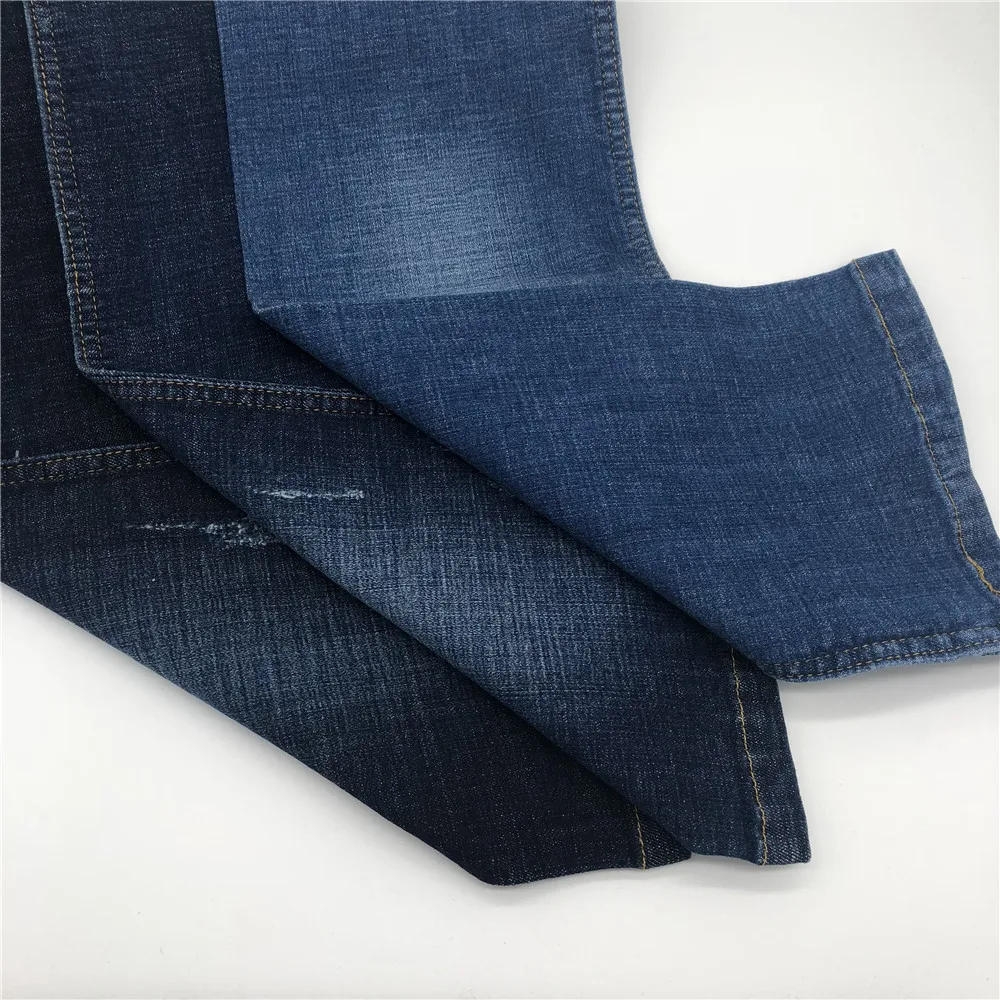 9.1oz indigo 98%cotton 2%elastane blue col stretch denim jeans shirt fabric