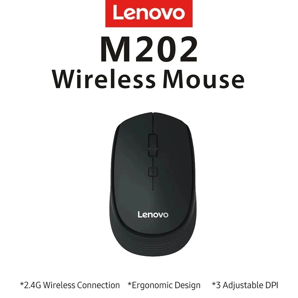 Lenovo M202 Wireless Mouse Ultralight 2.4G Mini Mouse Ergonomic Design Home