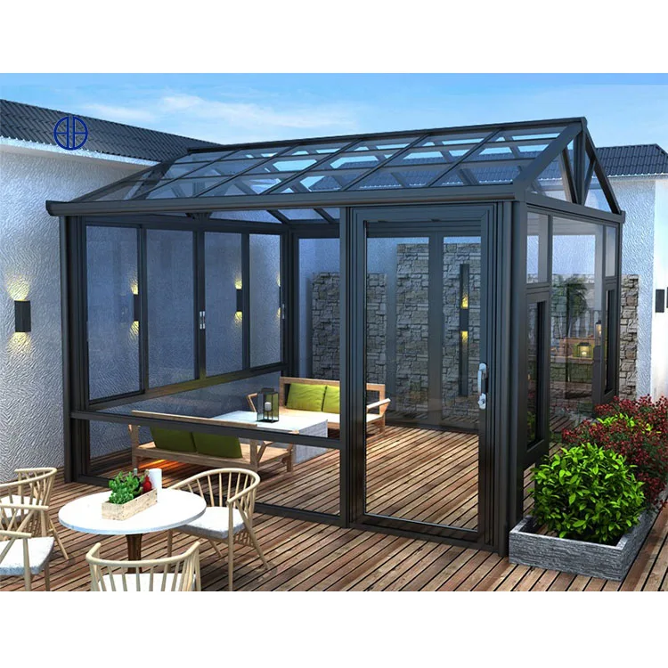 Guangzhou Manufacturer Solarium Glass Sunroom Sun Room House Reinforcement Aluminum Frame Conservatory Glass Room House