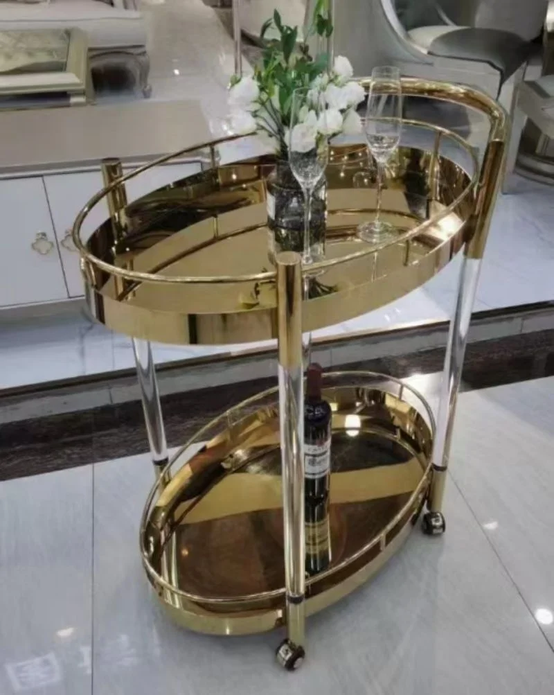 High Quality Hotel Trolley with Modern Design Resin Stainless Steel Material for Dining Wine Cellar Made by Metal Furniture