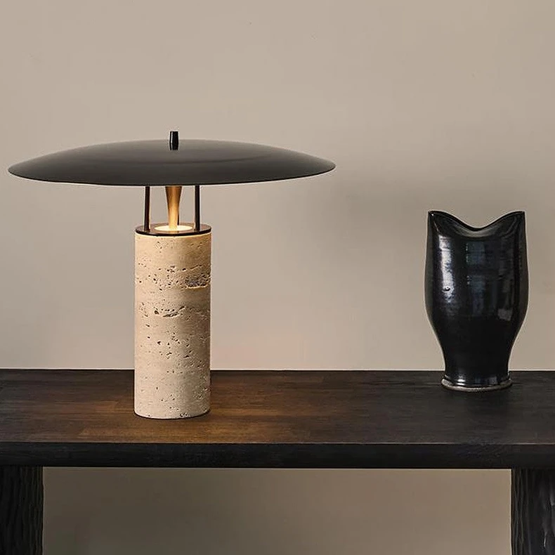 Nordic Home Designer Desk Lamp Nature Marble Wabi Sabi Yellow Stone Travertine Table Lamp For Living Room Villa Hotel Bedroom