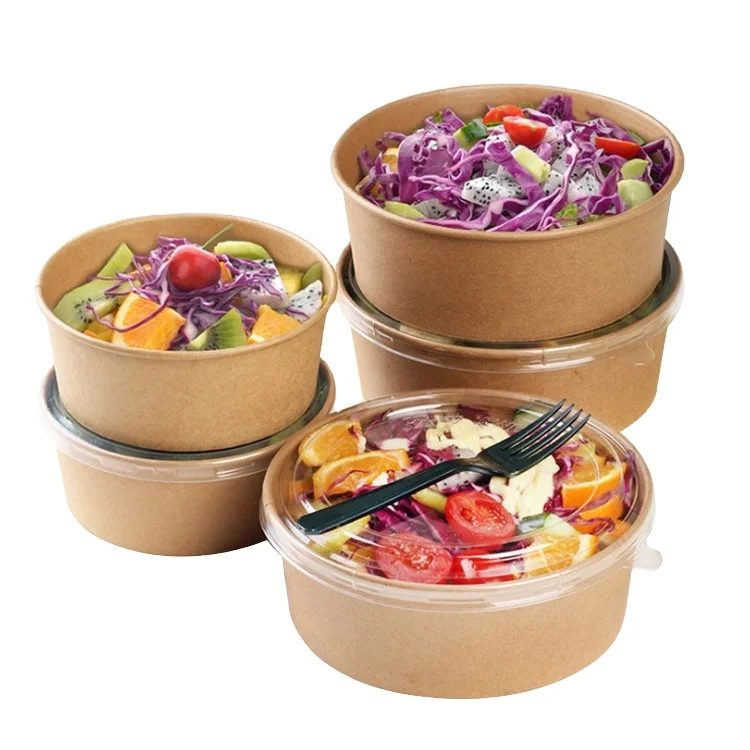 Box Food Disposable Container Takeaway Customized Chicken Fruit Salad With Lid Packaging Fold Lunch Printable Fried Paper Bowl