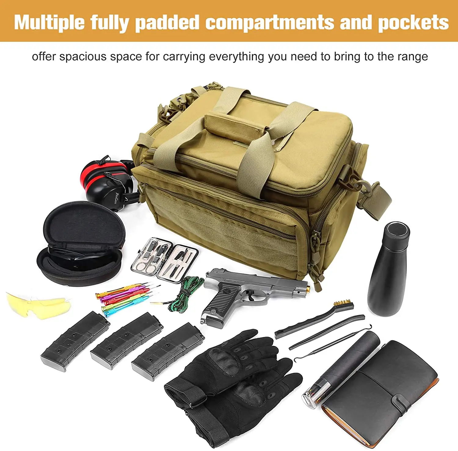 FREE SAMPLE Tactical Range Bag Shooting Bag, Deluxe Padded Shooting Range Bag Large Magazine