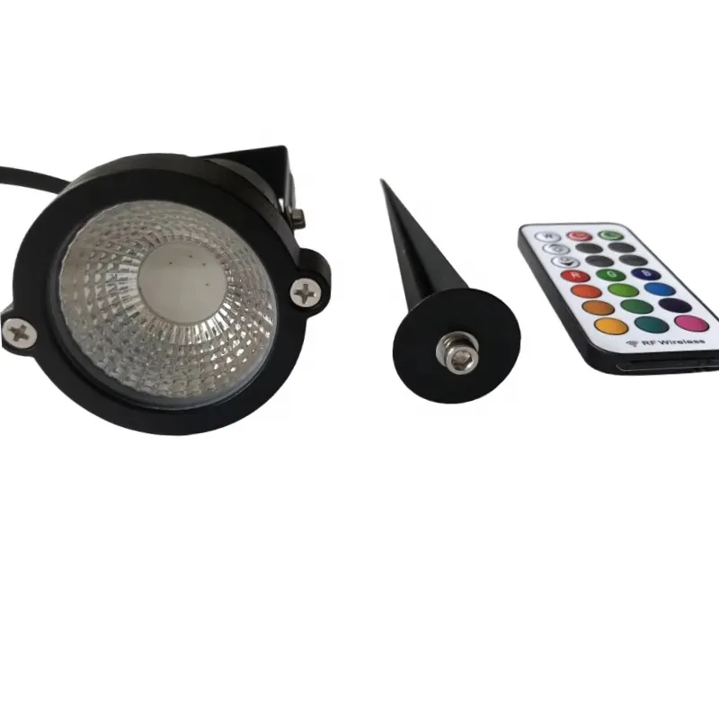 6 Вт 9 IP65 уличный водонепроницаемый Rgb многоцветный Ландшафтный садовый свет Светодиодный точечный светильник с радиочастотным пультом дистанционного управления
