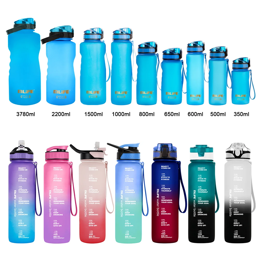 Custom logo 1000ml BPA Free Tritan Plastic Water Bottles Portable Sports Drinking Water Bottle with  Motivational Time Marker