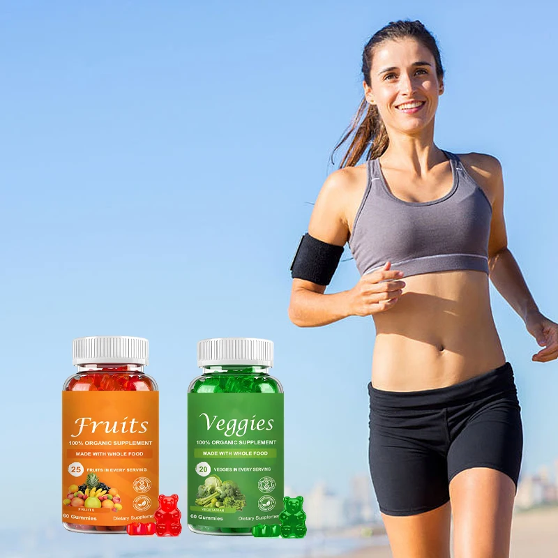 OEM/ODM private label fruits and veggies gummies Natural Fruits and Vegetables Supplement Immunity Antioxidant  Energy support