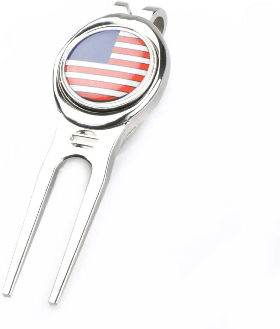 
Retro Golf Divot Tool All Metal Zinc Alloy American Patriotism Pattern Magnetic Ball Marker 
