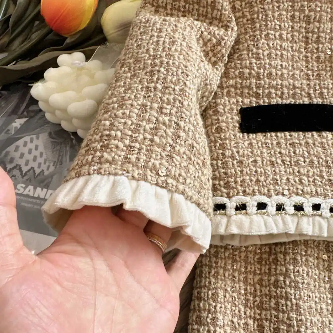 2023 New Winter Warm Coat Skirt Princess Clothing Sets Children Long Sleeve Skirts Formal Suit