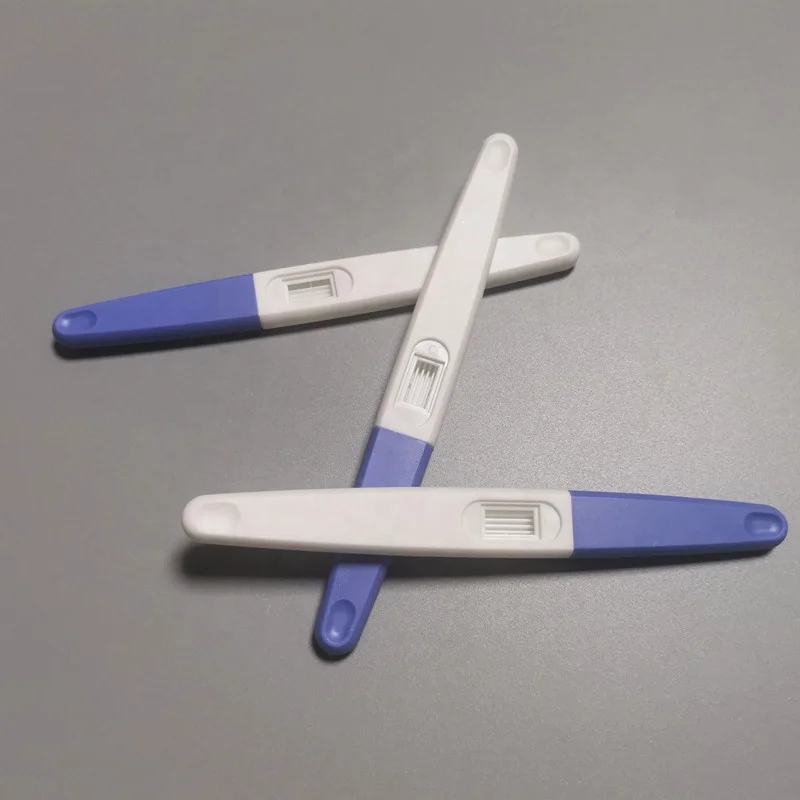 Urine cassette OEM HCG pregnancy test cassette strip 3mm 4mm 6mm pencil shape cassette with pink blue cap