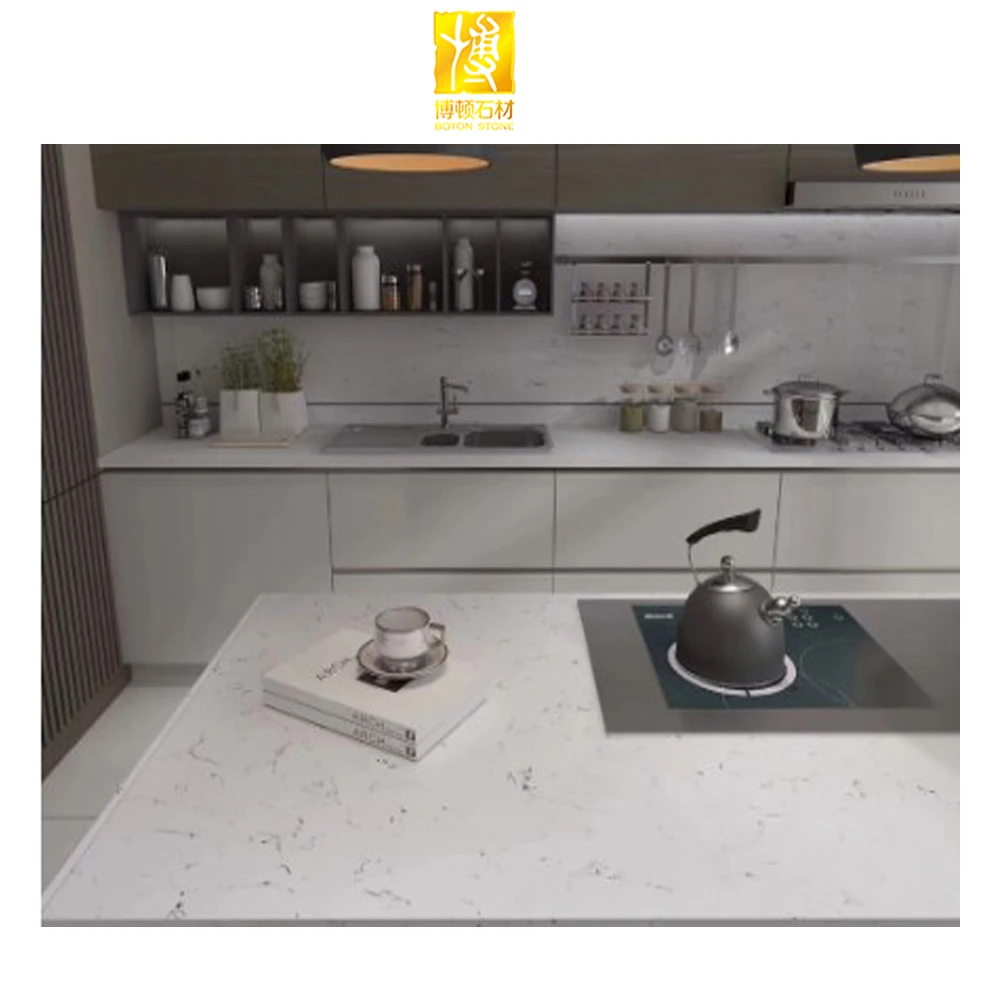 CARRARA WHITE QUARTZ SLAB TABLE TOP