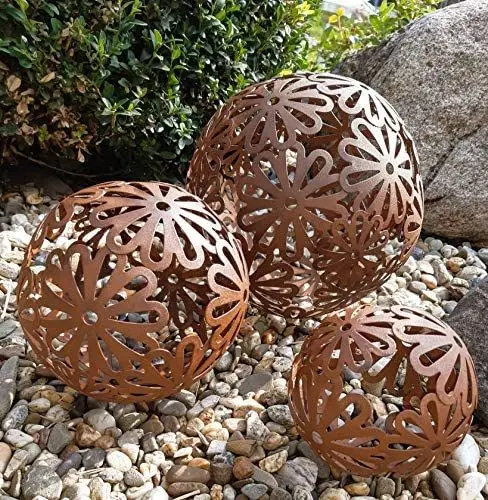 Стальной пик Corten металл лазерная резка цветочный шар ремесла нержавеющая сталь сад открытый орнамент 200 мм-600 мм