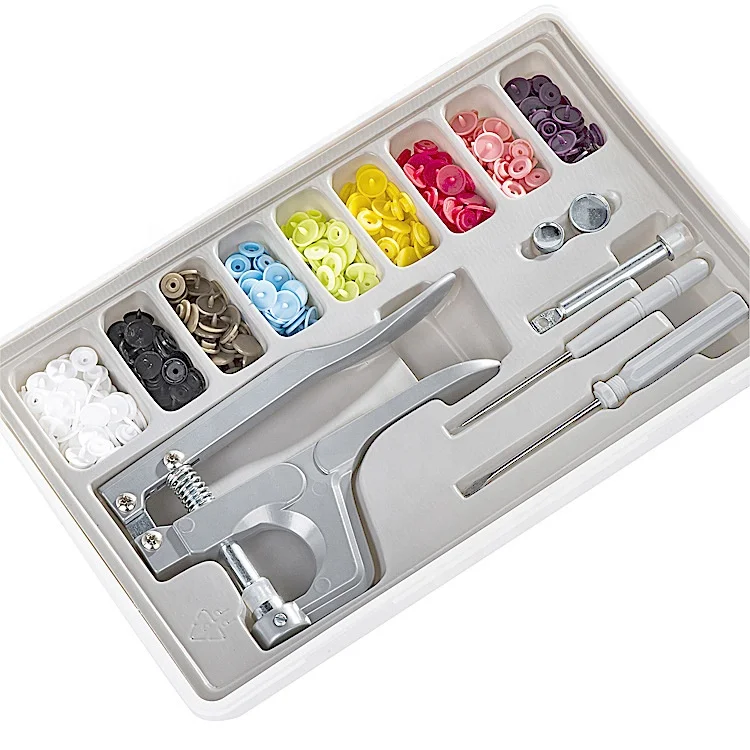 T3/T5 /T8/ Snap Button Plastic with Snaps Pliers and Organizer Storage Containers9colors100sets plastic buttons with tools