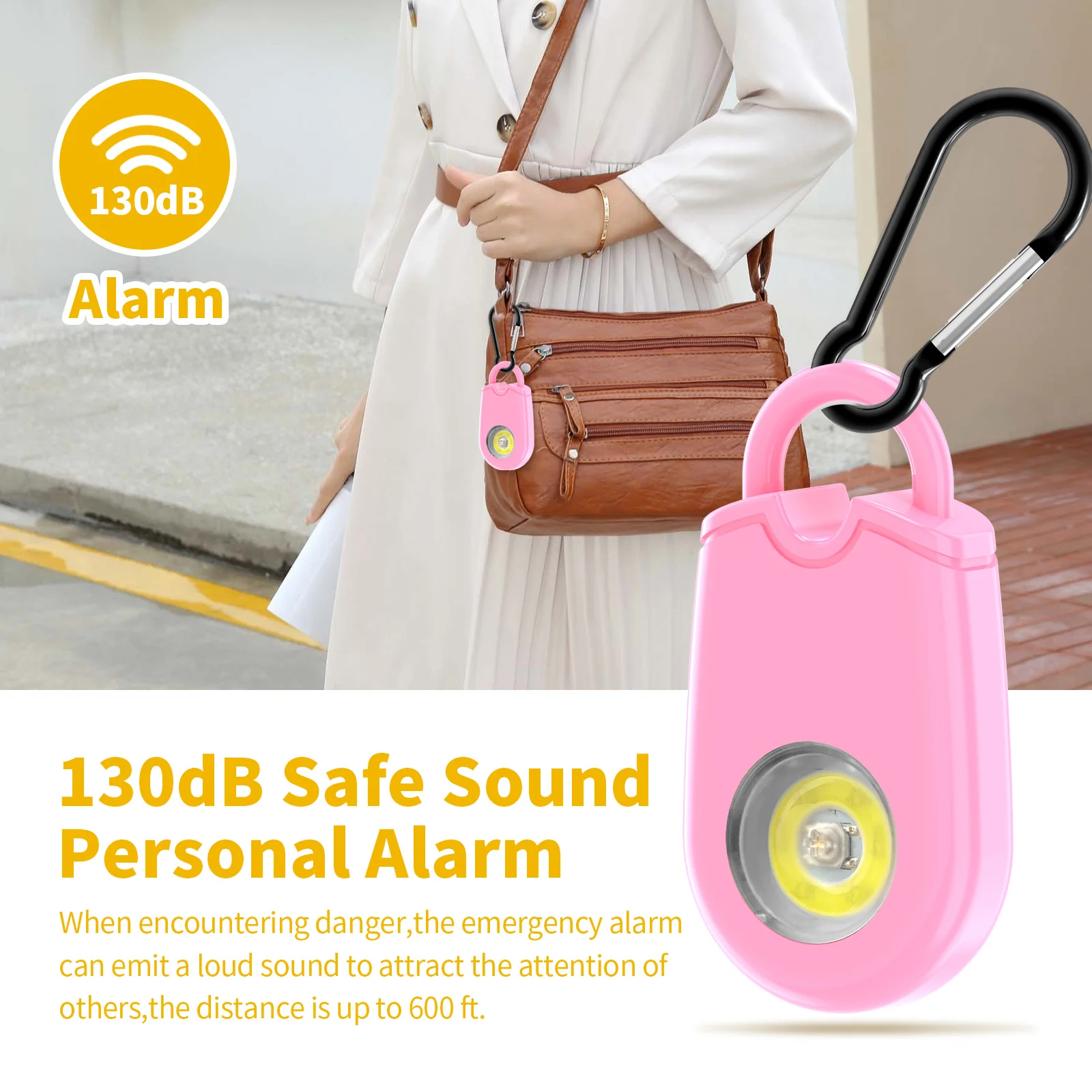 Keychain Personal Alarm with LED Emergency Light Protection Alarm for Children Women Elder