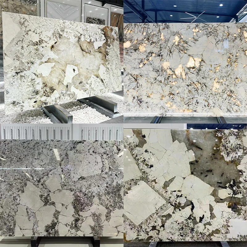 Polished Glazed Translucent Natural Pandora Marble Slab for Backlit Background Wall Kitchen Countertop Staircase Floor Table Top