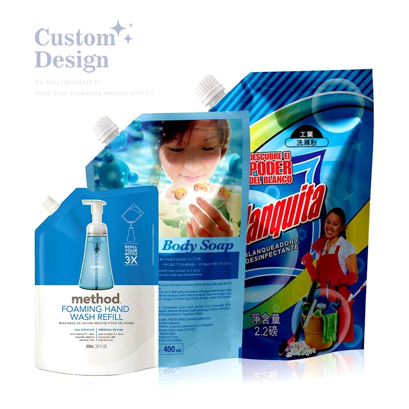Sourcepack High Quality Custom Printed Stand Up Spout Pouch Eco Friendly Flexible Liquid Packs Drink Package