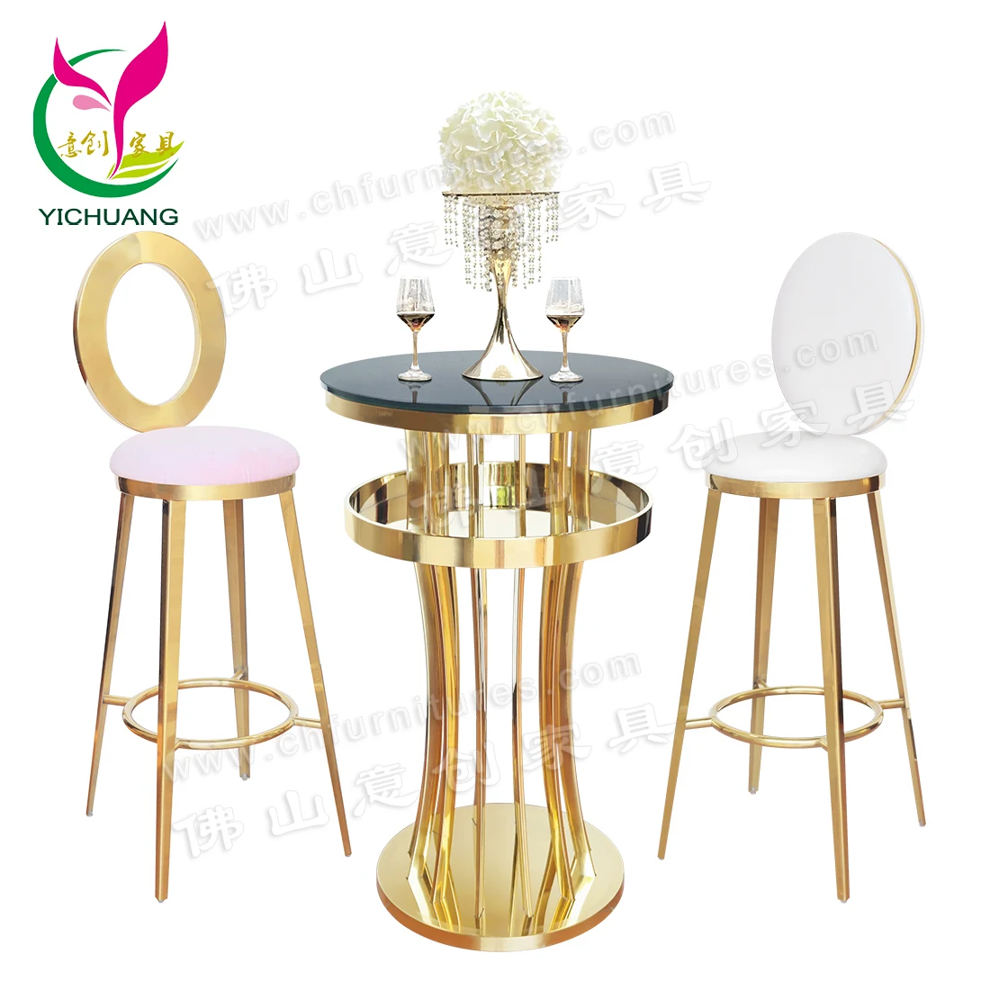 Fashion Light Luxury Bar Cafe Glass Table Stainless Steel