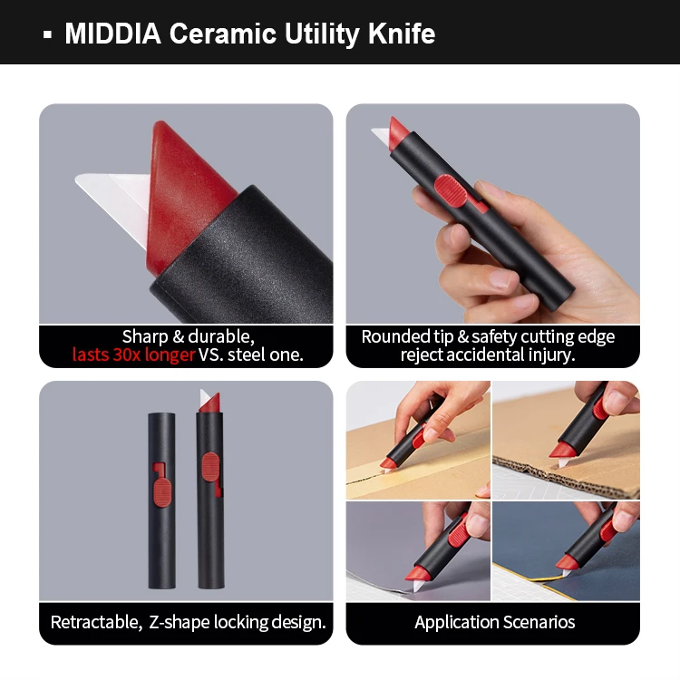 MIDDIA Box Cutter Pencil 18mm Box Opener Tool Mini Safe Package Opener Utility Paper Craft Knife Durable Pen Knife