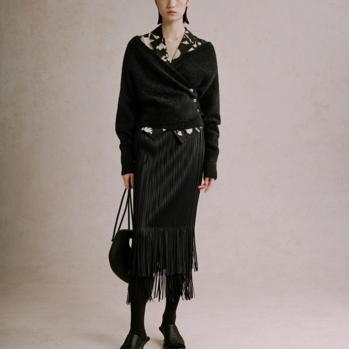 Guoou Wool Knitted Sweater Long Sleeve Crop Top Mohair Knitted Pullover Mohair Sweater