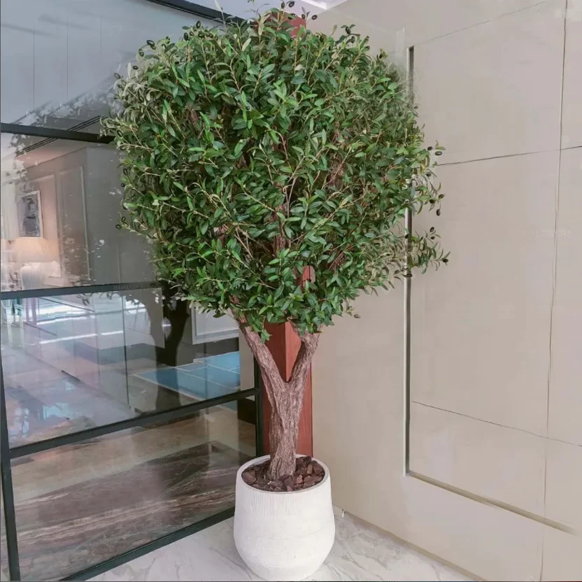 Landscape 3-7 ft Olive Tree Green Artificial Plant including pot for home decoration