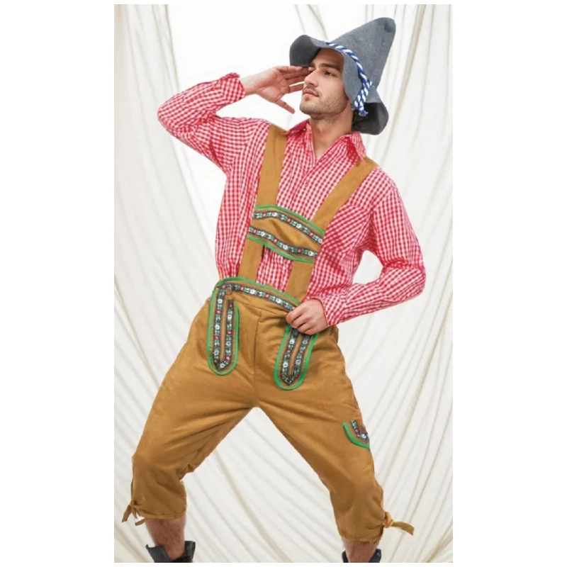 2024Y German Beer Adult Men  Oktoberfest Lederhosen Costume Set Include Shirt ,pants, hat