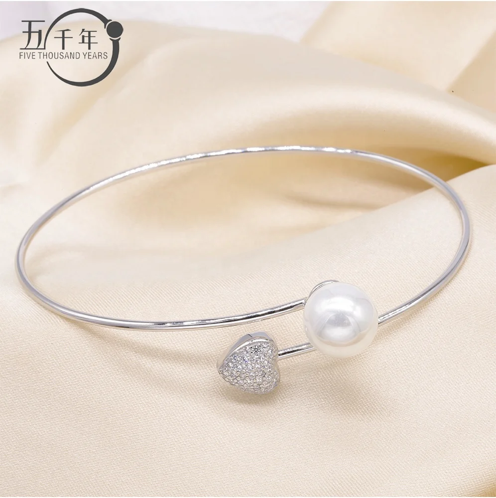 B142 9-10mm 925 sterling silver gold plated wholesale freshwater pearl charm bracelet mounting fancy jewelry resizable for women