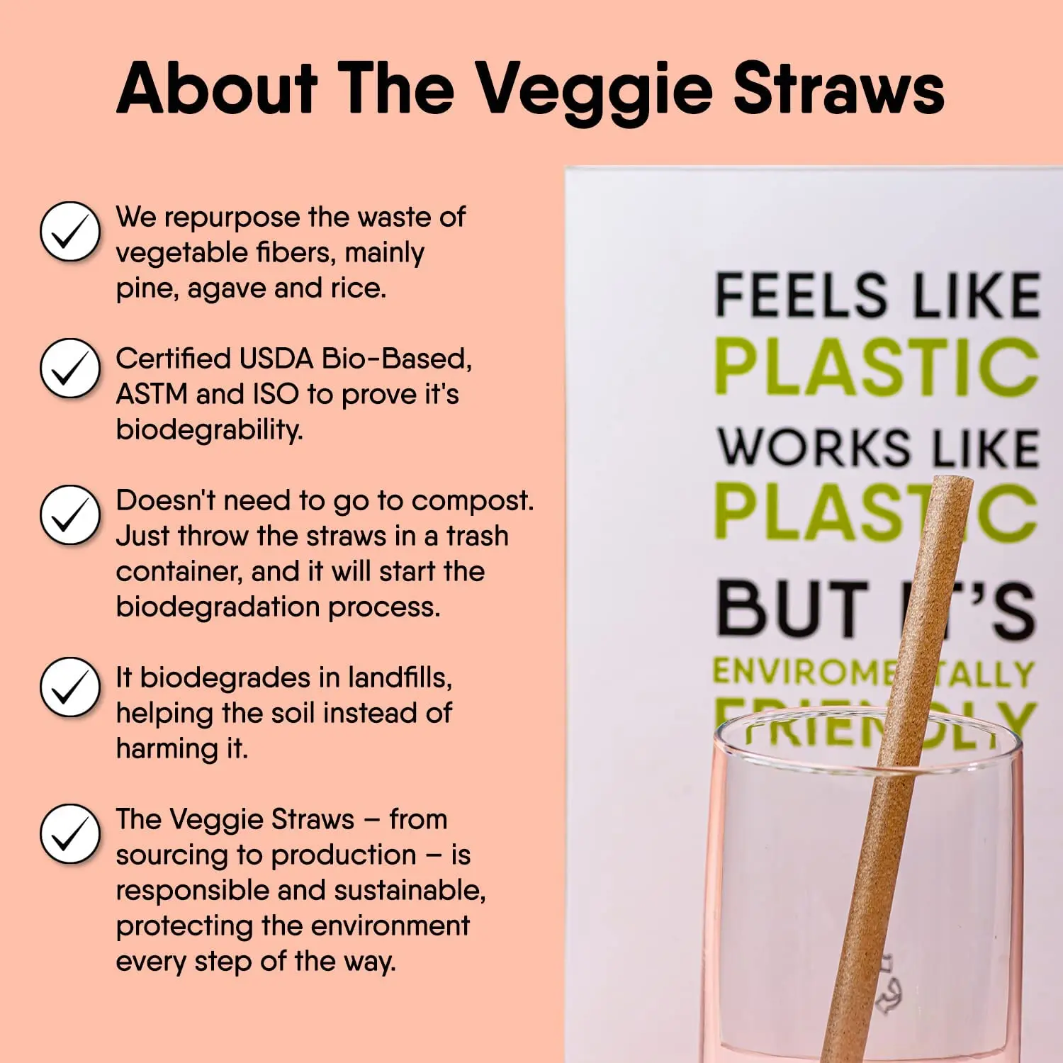 Vegetable fiber Individual wrapped sugarcane bagasse straw compostable bio degradable sugar cane drink straws