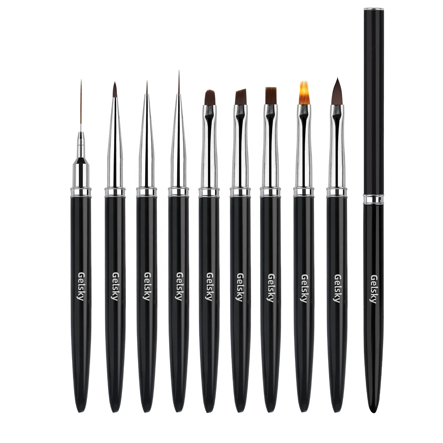 Gelsky Nail Art Brush Set 8Pcs 25 Mm Gel Nail Brush Black Liner Art Brush