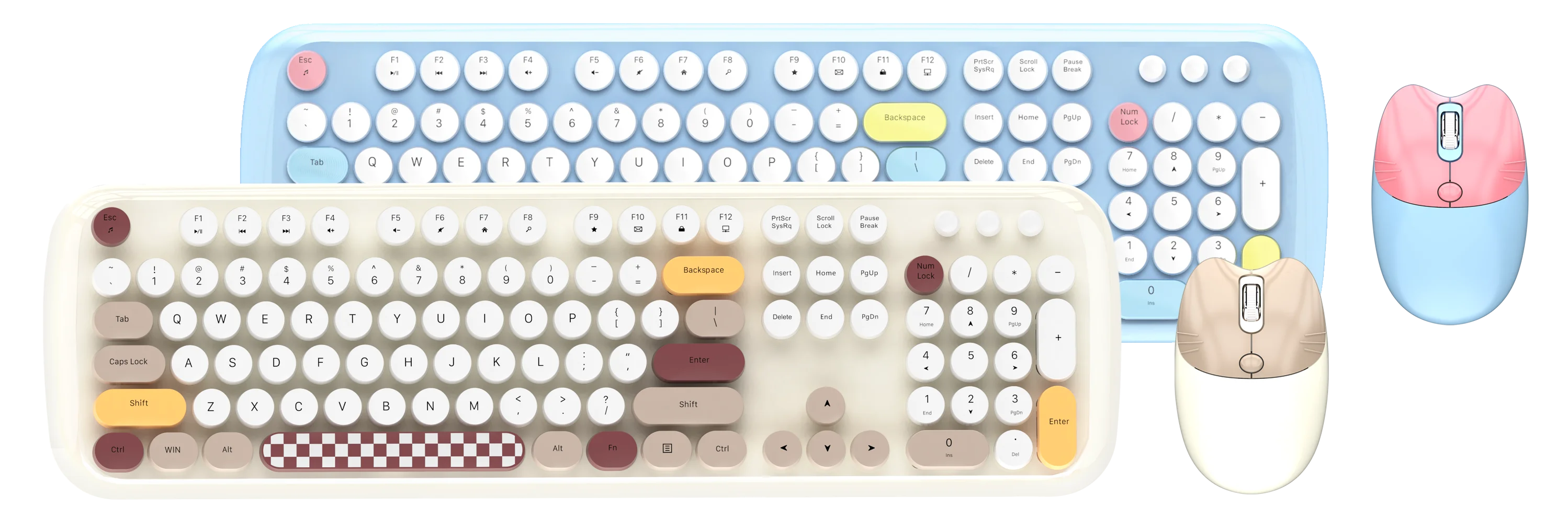 Full-Size Keyboard Mouse Combo Round-Keycap Design Genre Keyboard Mouse Combos