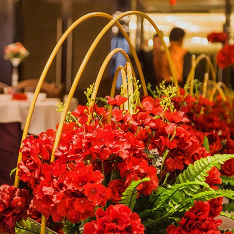 Новинка, свадебное украшение для сцены, золотая металлическая подставка для цветов