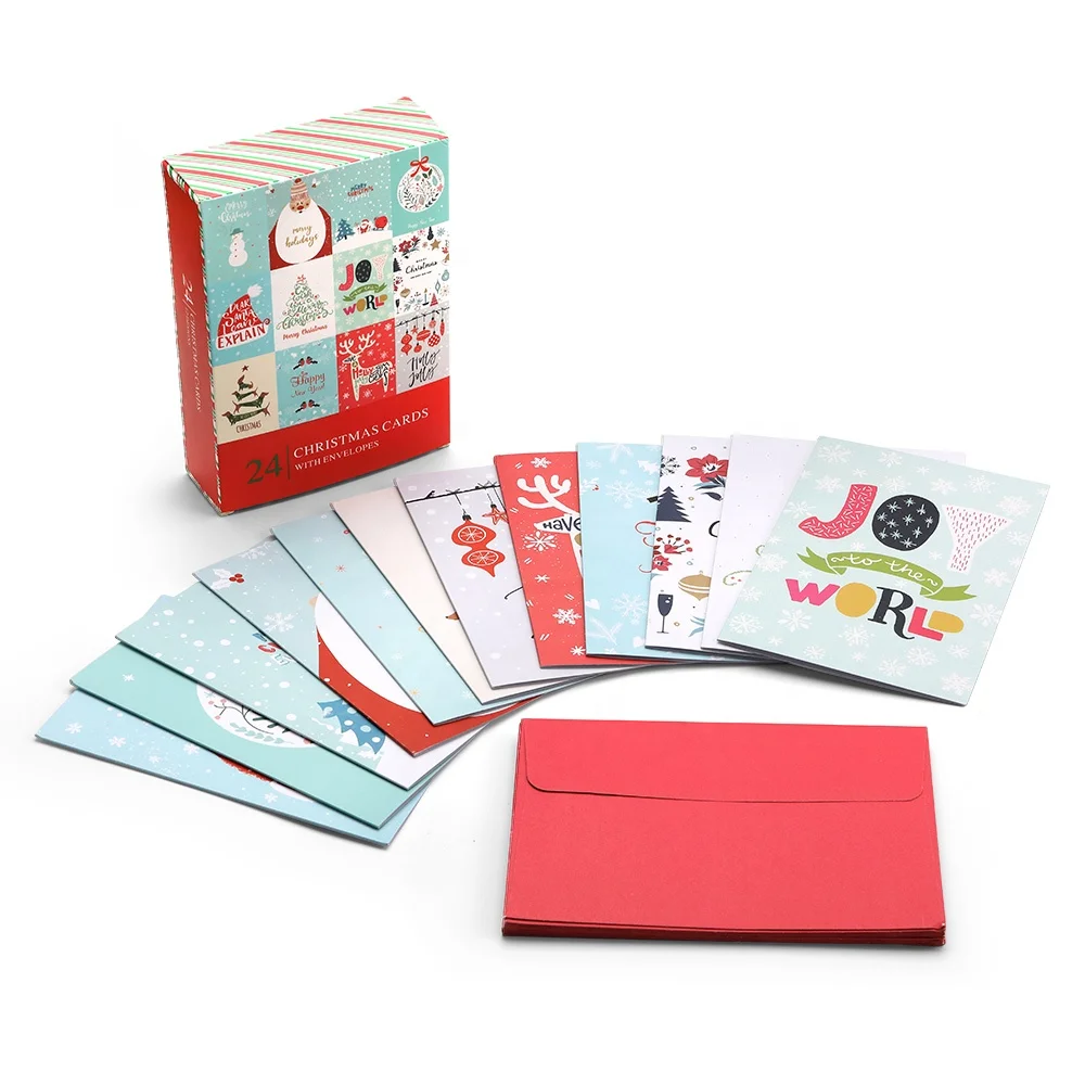 
Wholesale Custom Blank Assorted Greeting Cards Set, Printing Paper Bulk Merry Christmas Greeting Cards with Envelopes 