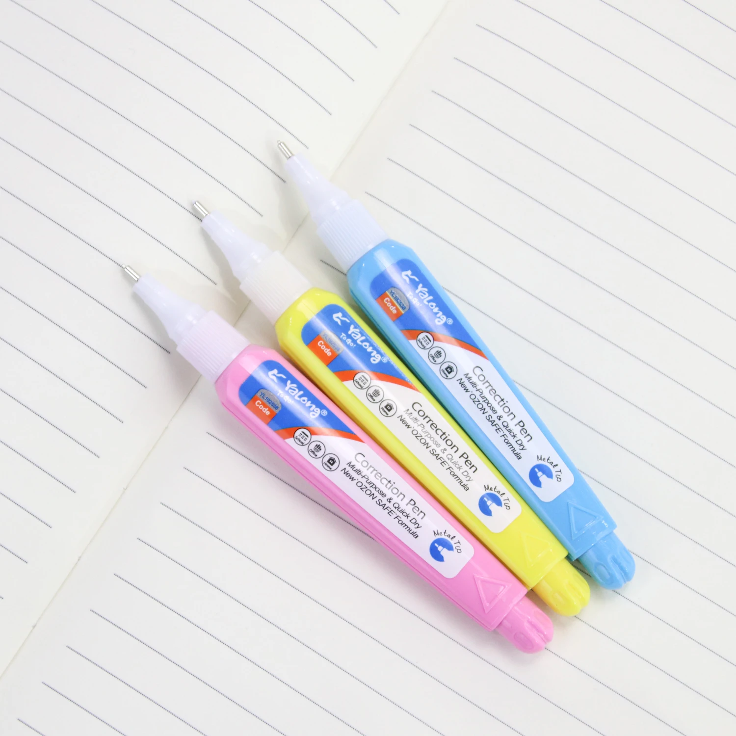 Yalong Custom New Style Student Stationery Correction Pen Quick Dry Metal Tipcorrection Fluid Set