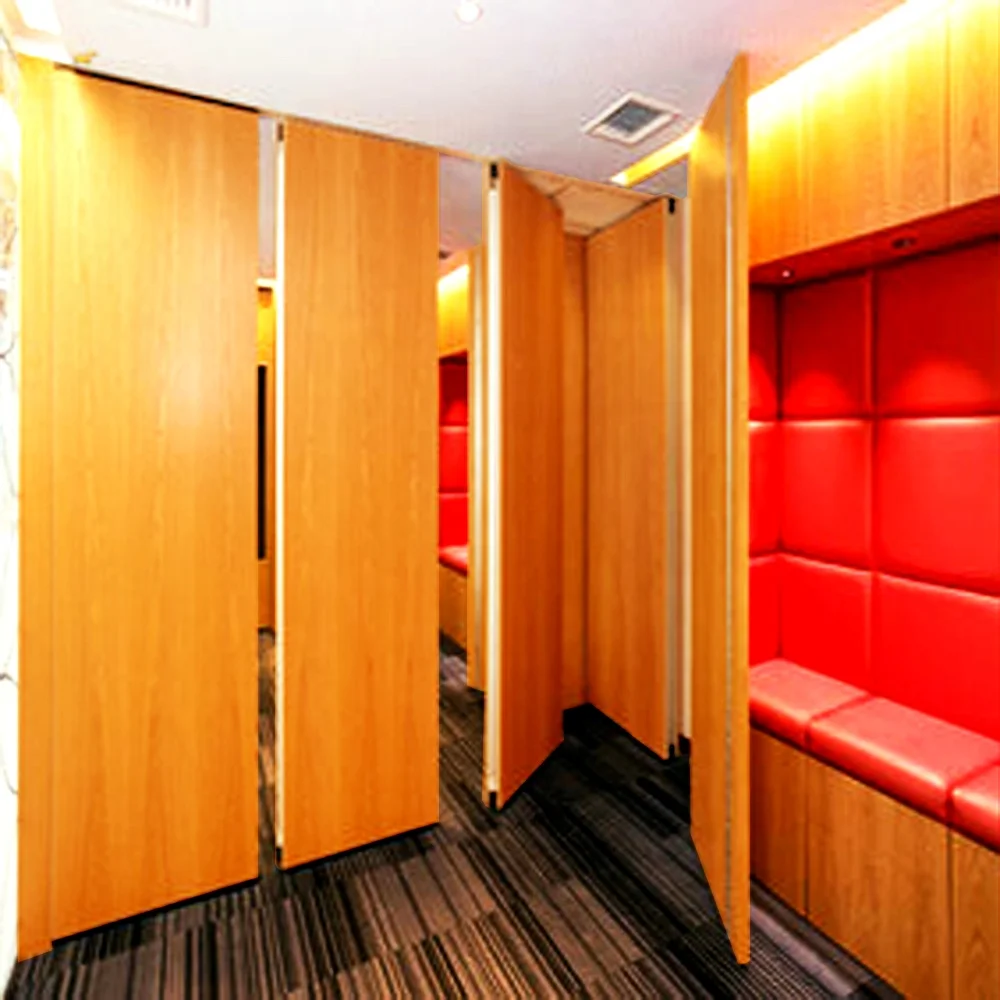 Operable Wall Partition Wheels with Storage Sliding Folding Partition Wood