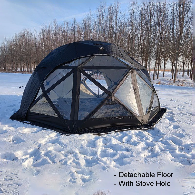 Outdoor Insulated Octagonal Large Space 3 Layers Winter Ice Fishing Round Dome Sauna Hiking Tent with TPU skylight