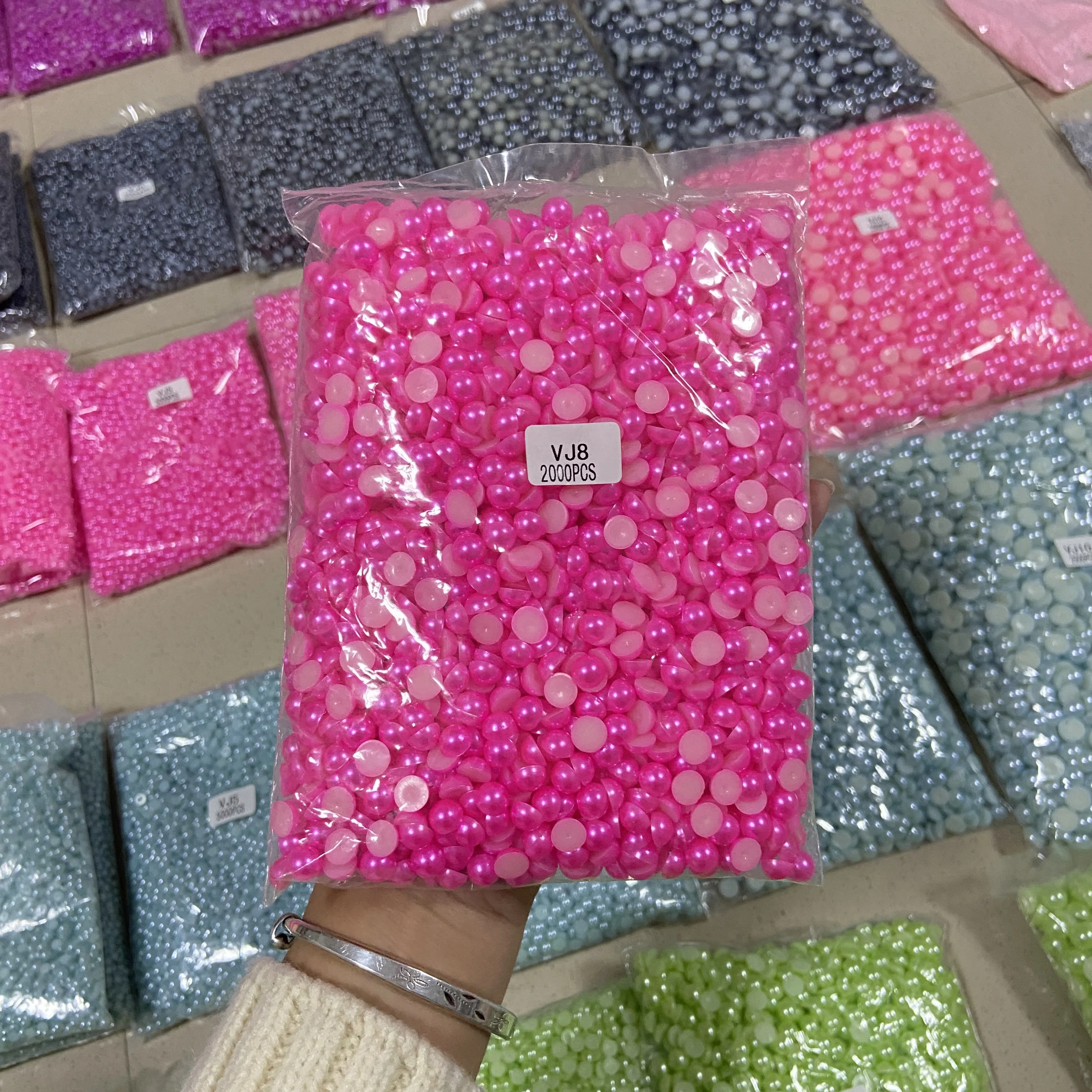 XULIN Wholesale 1.5mm 2mm 4mm 6mm 8mm 10mm 12mm Flat Back ABS Half Round Pearls Rhinestone Beads
