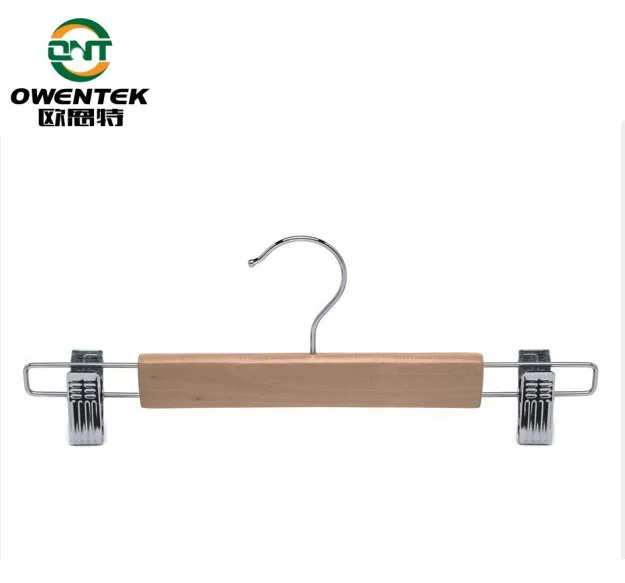 Wholesale Pant Hangers Bottom Hangers with Adjustable Clips Custom Logo Wooden Trousers Hanger