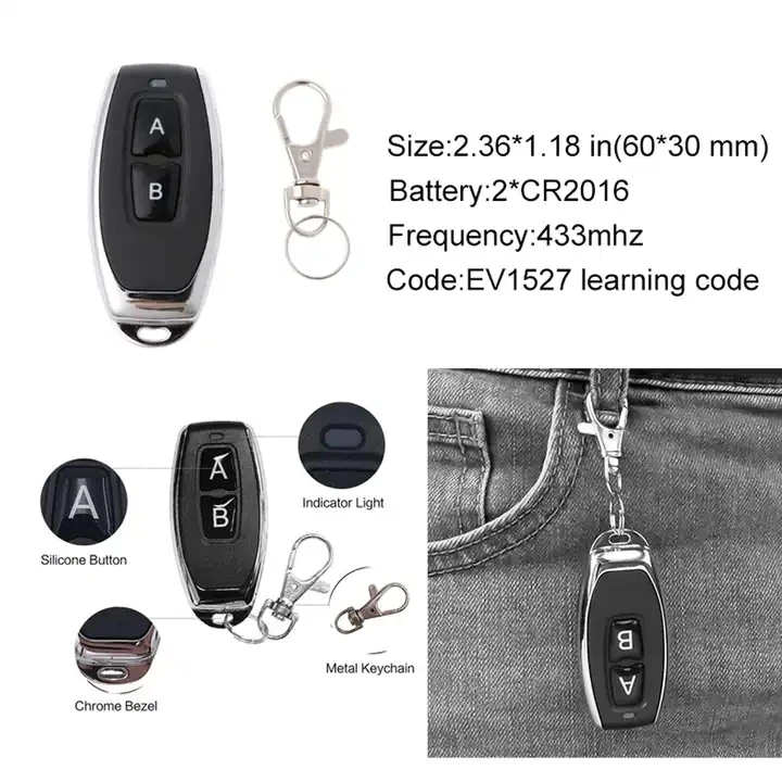 433Mhz RF Remote Control Wireless Switch DC 5V 12V 24V 1CH rf Relay Receiver and 2CH Transmitter For Door Electromagnetic lock