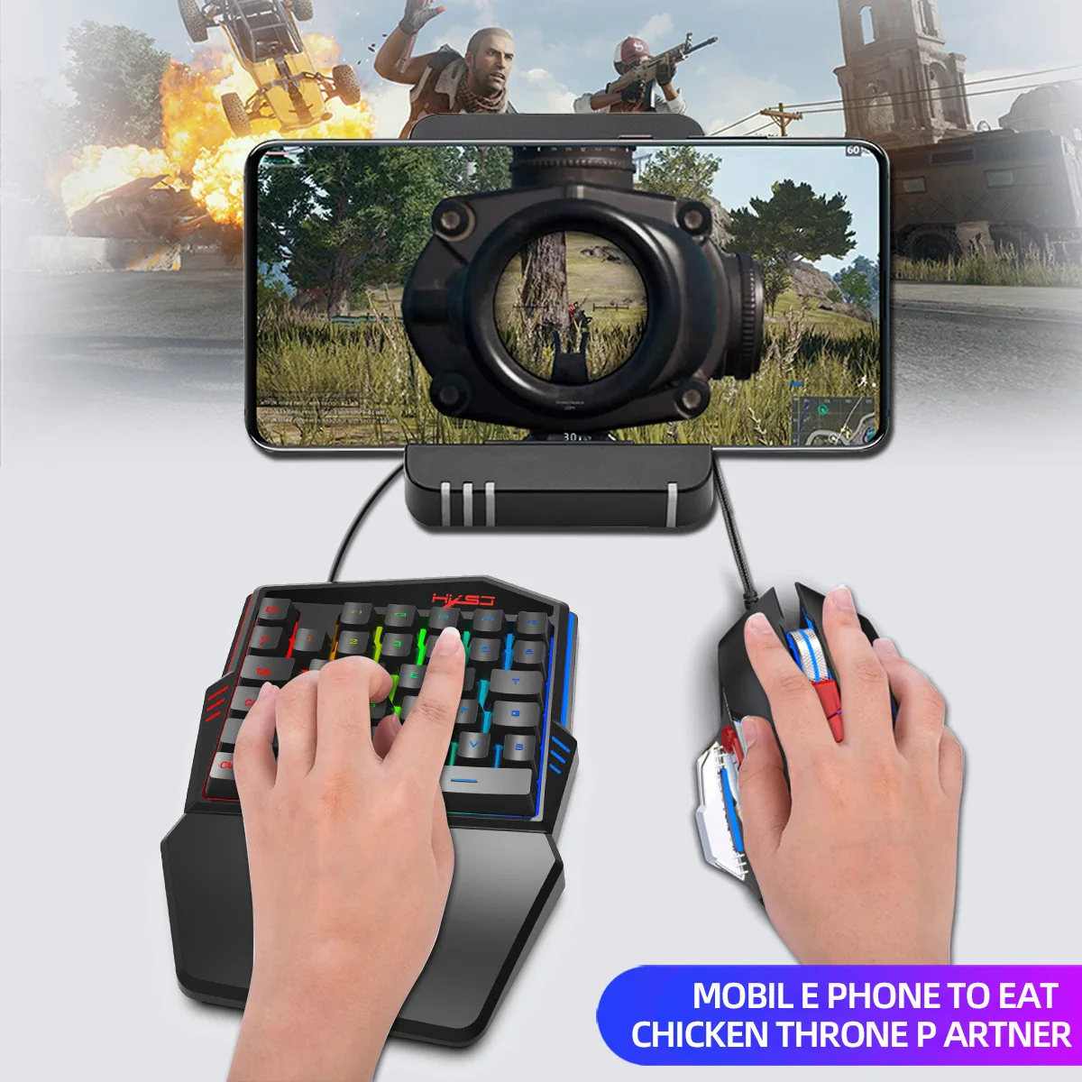  Мини игровая клавиатура одна рука мобильный проводной 35 клавиш rgb Клавиатура Мышь Набор для мобильного