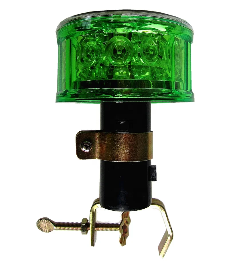 Wireless Round 12LED Road Traffic Light IP66 Flashing Green Solar Warning Light With Bracket