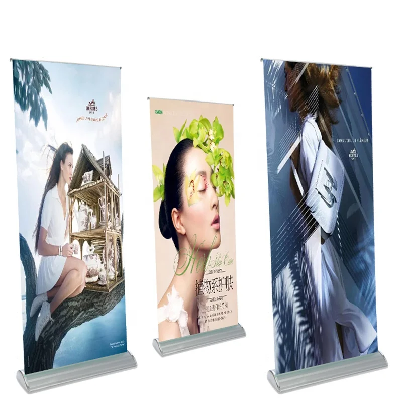 plastic steel Roller Banner Standee Exhibition Display Wide Base Roll Up Stand