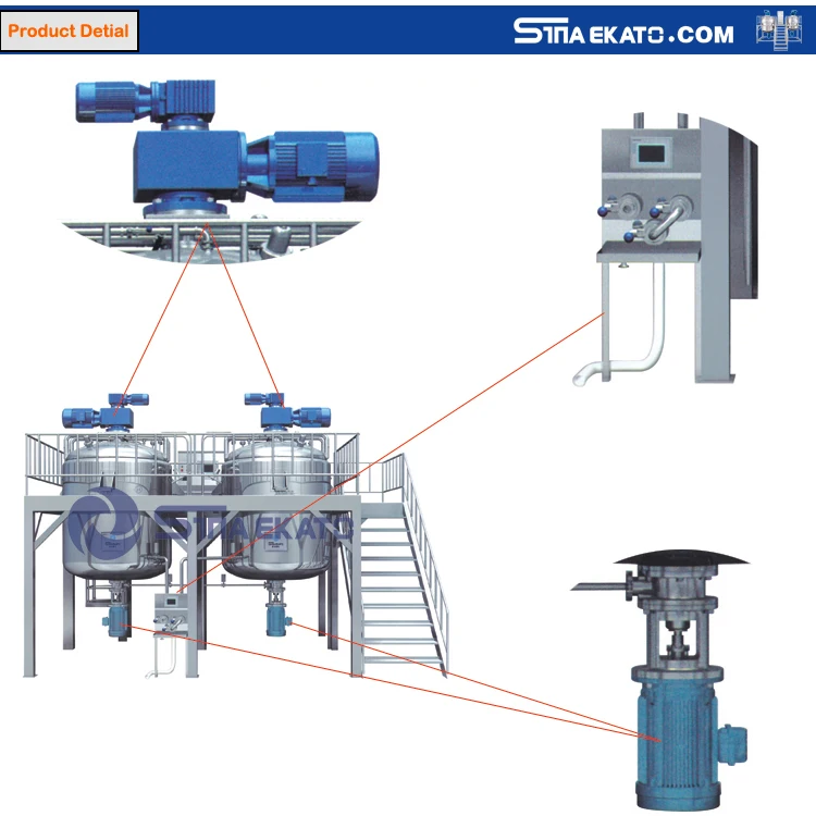 Sufficient supply homogenizer mixer with agitator tank for making liquid soap shampoo lotion gel electric heating mixing machine