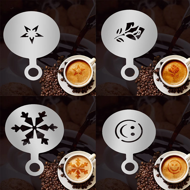 
KLP Eco-friendly 304 Stainless Steel Customized Coffee Templates Barista Stencils 