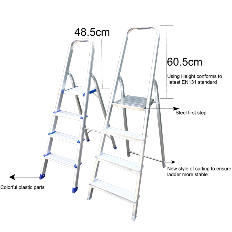 Household Step Stair with CE Certificate Two-step Folding Ladder Stairs Design Foldable Aluminum 2 Steps 88cm