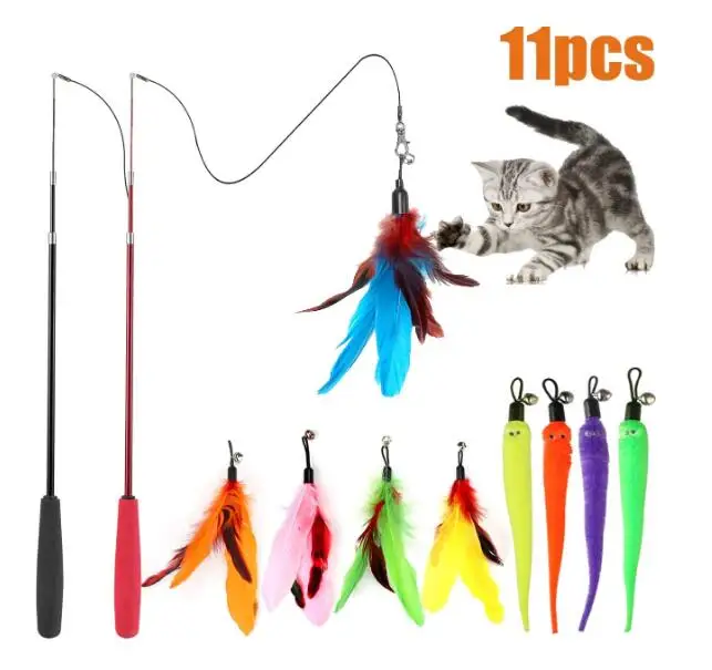 Fishing Rod Style Interactive Most Popular With Feather Cat Teaser Toy Set