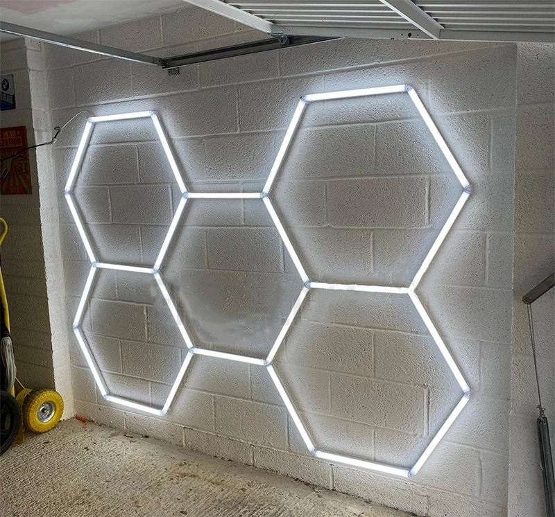 Customized Size 5.21feet x 7.50feet Inspection Garage Hexagon Led Ceiling Lights Honeycomb