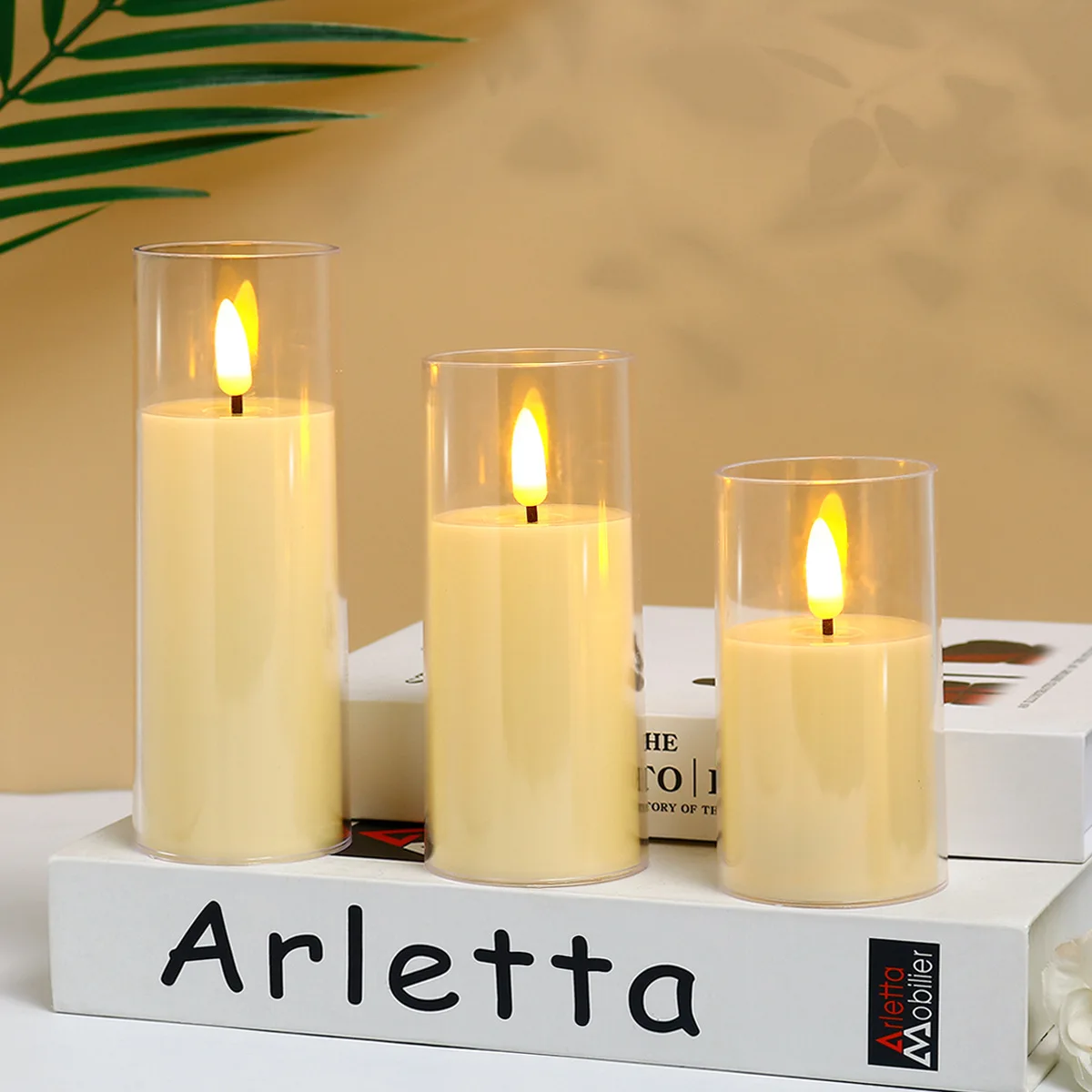 Clear Tube Remote Control Candles Light Flameless Battery Operated Led Plastic Pillar Candle For Home Birthday Party Decor