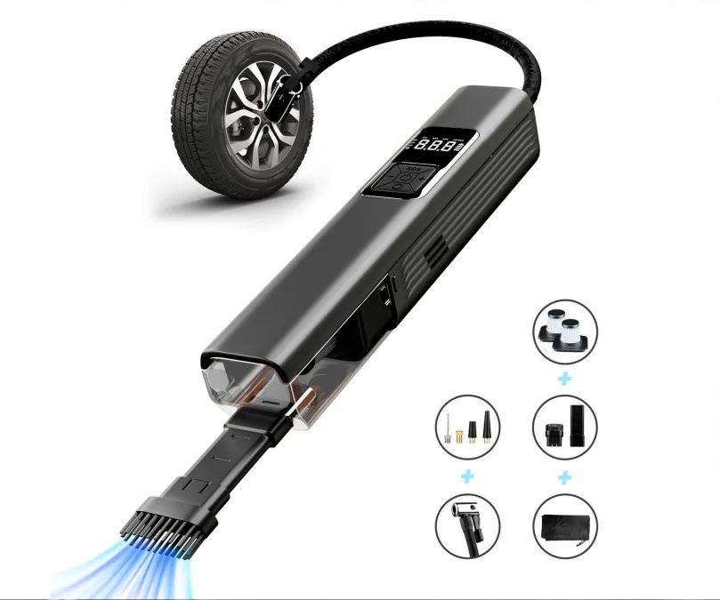 4000mAh Electric Tire Infator Pump With Vacuum Cleaner Handheld Air Compressor 140 PSI Air Pump For Car Tires Bike Motorcycle