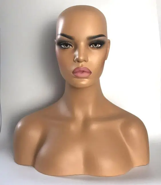 Mannequin with wig European and American big breast model head for black women