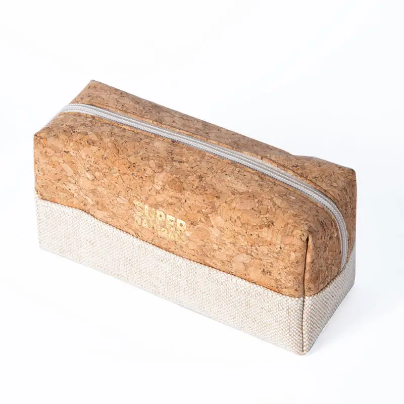 Eco Friendly Organic Cotton Canvas Zipper Packaging Pouch Natural Recycled RPET Linen Cork Makeup Cosmetic Bag